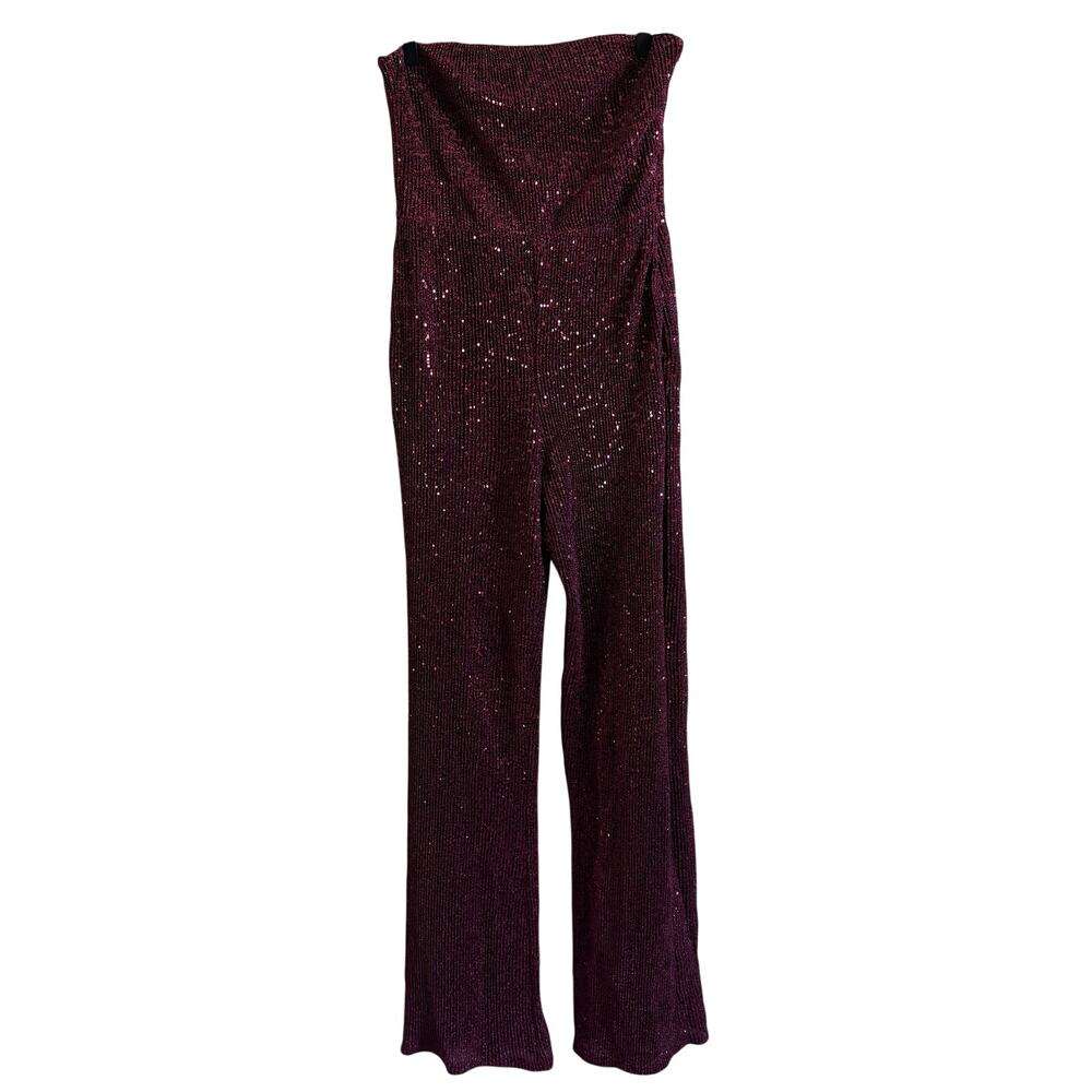 Wild Fable Women's Burgundy Pink Sequin Mesh Jumpsuit - Size Small - NWT